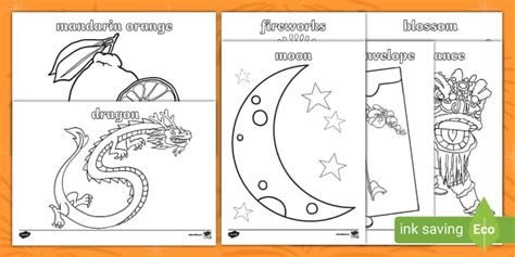 Lunar New Year Picture and Word Colouring Sheets