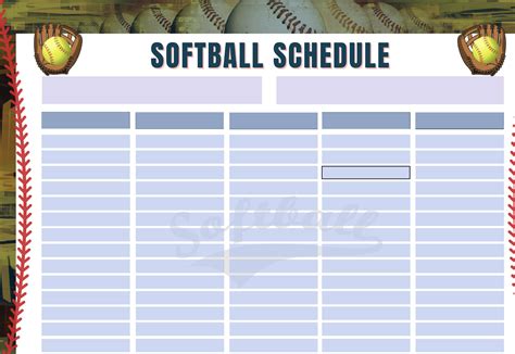 Softball Schedule Template