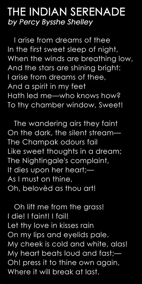 THE INDIAN SERENADE by Percy Bysshe Shelley | Poetry words, Poetry ...