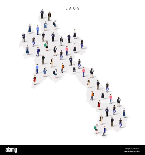 Laos population map. Large group of people in a shape of Laotian map ...