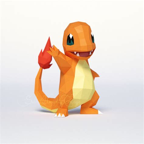 3d Papercraft Pokemon Charmander PDF SVG DXF Templates - Inspire Uplift
