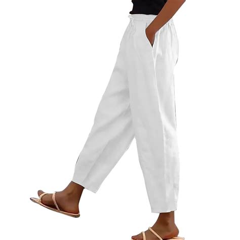 AherBiu Plus Size Lightweight Summer Pants High Waisted Casual Trousers ...