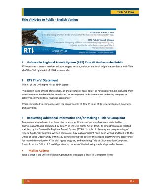 Fillable Online Title VI Notice to Public English Version Fax Email ...