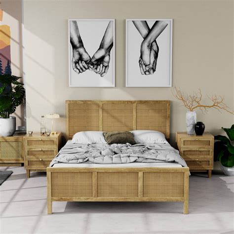 Craftsmill Adelaide Solid Wood Rattan Bed - Timeless Charm in Mango ...