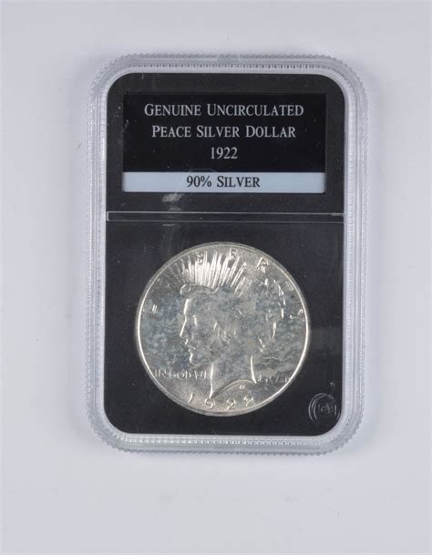 Genuine Unc 1922 Peace Silver Dollar - Slabbed | Property Room