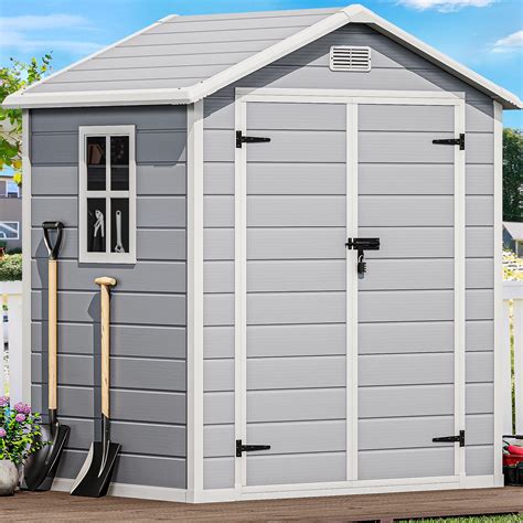 DWVO 6x4.4 FT Outdoor Resin Storage Shed with Reinforced Floor, All ...