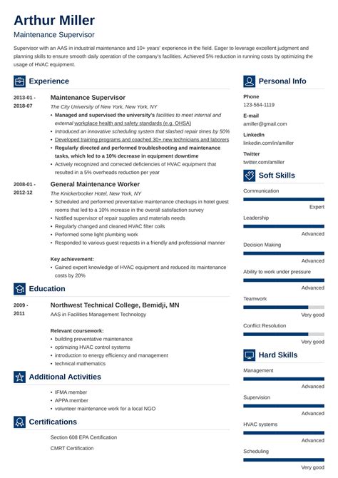 Maintenance Resume Example 的图像结果