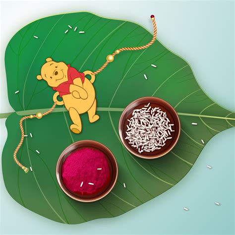 Winnie Pooh Wooden Rakhi with Rudraksha | Cute Rakhi for Brother | Sho ...
