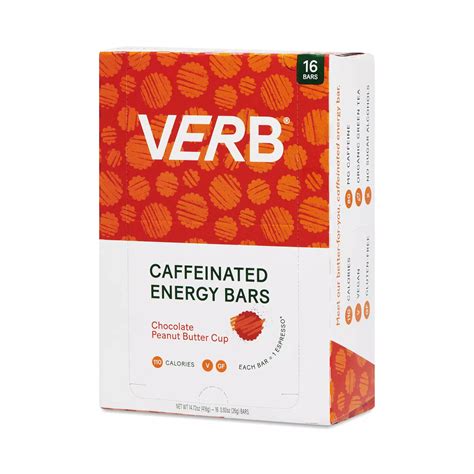 Verb Energy Caffeinated Energy Bars, Chocolate Peanut Butter Cup ...