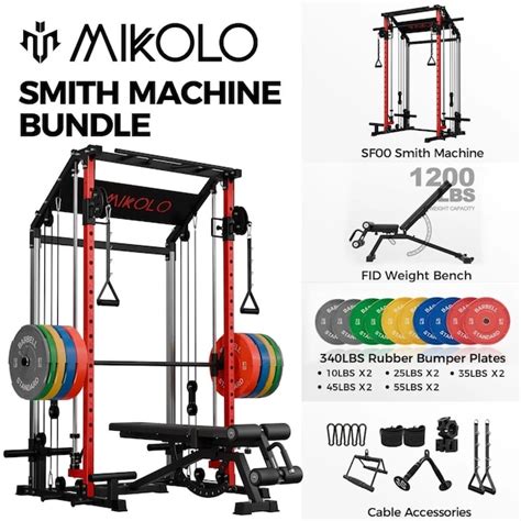 Mikolo Compact Smith Machine with Functional Trainer- Pull-up Station ...