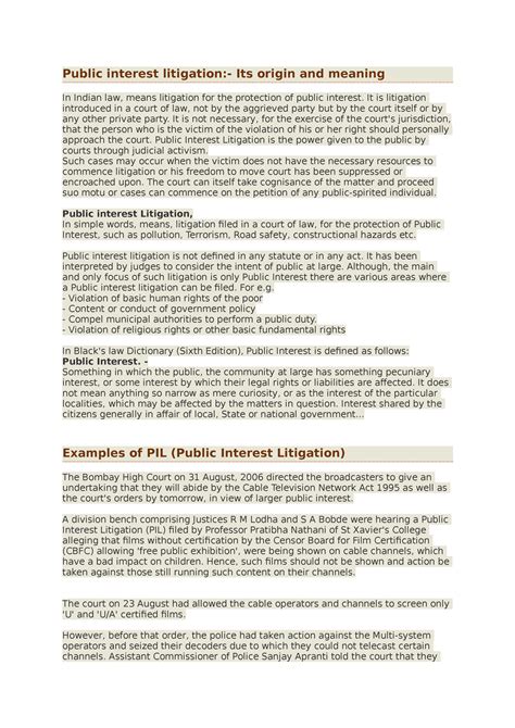 Public interest litigation new - Public interest litigation:- Its ...