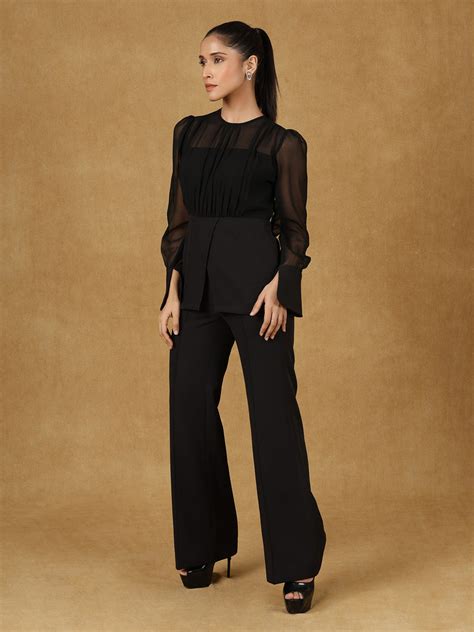 Black Solid Top With Trouser