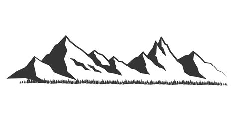 Mountain Range Silhouette Black And White