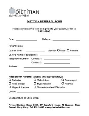 Nutrition Referral Form - Fill Online, Printable, Fillable, Blank ...
