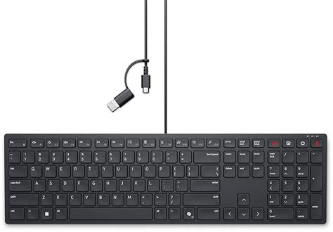 Dell Pro KB525C Silent Wired Collaboration Keyboard, Backlit, USB Type ...