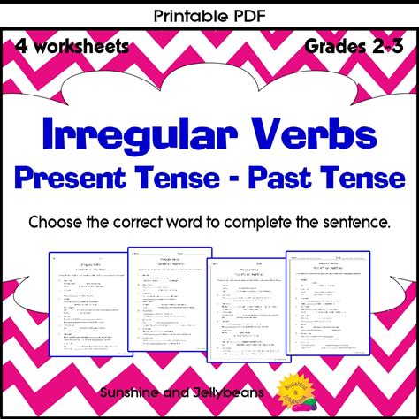 Irregular Verbs - Present & Past Tenses - 4 worksheets - Grades 2-3 ...