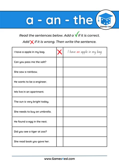 Free Grammar Worksheets On Articles For Grade 2 3 Steps To Teaching