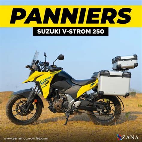 ZANA Panniers( 36 LTR )Aluminium R-Flat Silver With Frame For Suzuki V ...