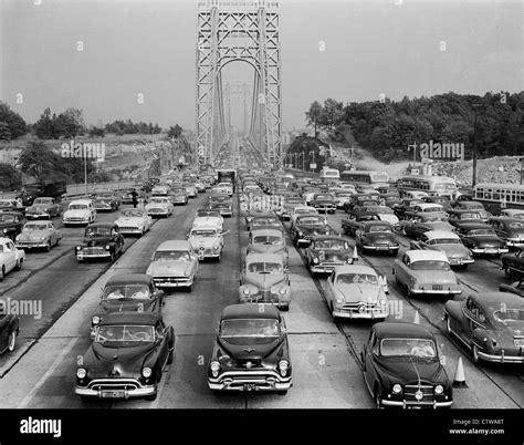 George washington bridge traffic Black and White Stock Photos & Images ...