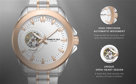 Buy KENNETH COLE Automatic Tt Silver/Gold Rose Round Dial Men's Watch ...