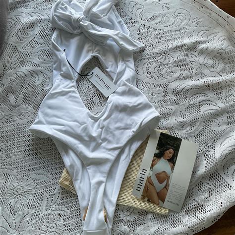 ONETWENTY SWIM White one piece swimsuit #swimwear BNWT - Depop
