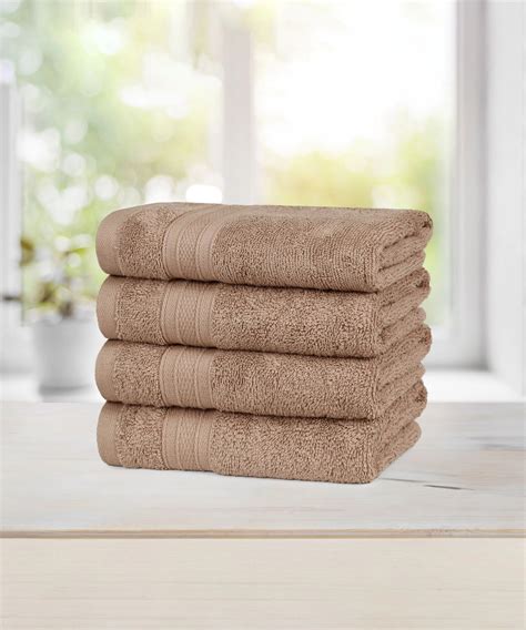 Soft Comfort 4Pc Hand Towel Set, Acron Brown|509 GSM Cotton|Air Rich T ...
