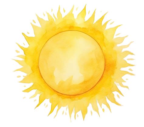 Cute watercolor sun. Illustration 25400639 PNG
