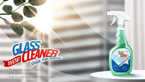 Glass cleaner ad in 3d illustration cleaner spray bottle package in ...