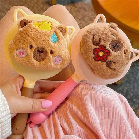 Cute Cartoon Capybara Pattern Handheld Mirror, Makeup Vanity Mirror ...