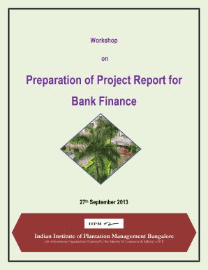 Fillable Online iipmb edu Workshop on Preparation of Project Report for ...