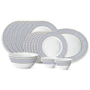Larah by Borosil Juliet Fluted Series Opalware Dinner Set | 21 Pieces ...