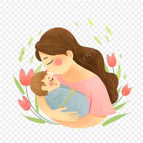 Kiss Mother PNG Picture, Mother Gently Kisses The Little Baby, Baby ...