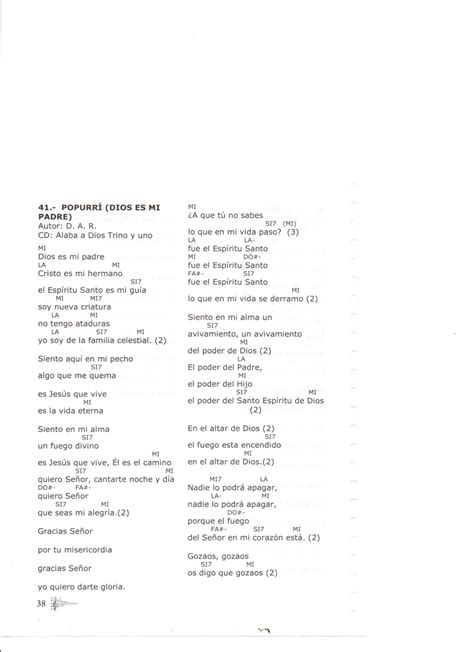 MOVIMIENTO RENOVACIÓN CARISMÁTICA CATÓLICA LETRA, TONOS Y ACORDES DE ...