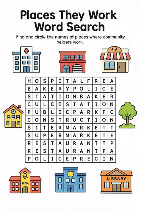 Places They Work Word Search Worksheet - Download & Print Now!