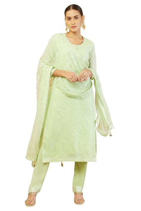 Soch Green Chanderi Dress Material With Woven Sequins : Amazon.in: Fashion