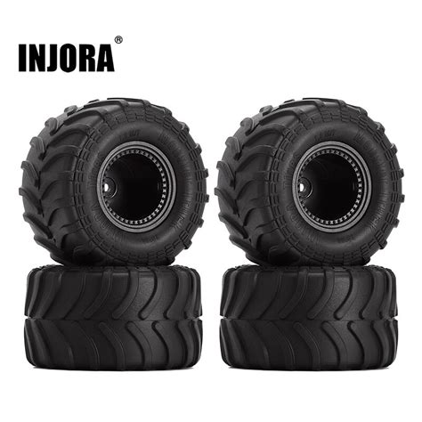 Buy INJORA Monster Truck RC Wheel Rim Tires for Axial SCX24 FMS FCX24 ...