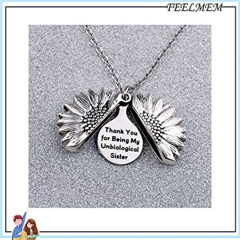 Buy FEELMEM Sunflower Necklace Unbiological Sister Gift Thank You for ...