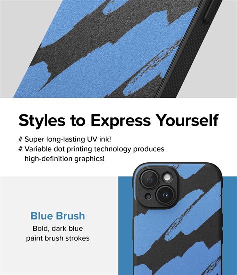 iPhone 15 Back Cover case Onyx Design - Blue Brush