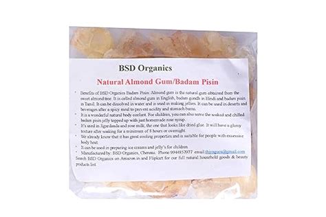 BSD Organics Natural Almond Gum/Badam Pisin/Badam Gum/Gondh Katira for ...