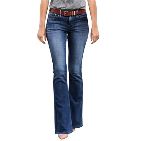 WEAIXIMIUNG Womens Jeans Petite Women's Jeans Micro Flare Pants Middle ...