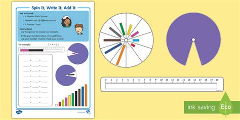 Spin It Write It Add It Number Rods Worksheet (teacher made)