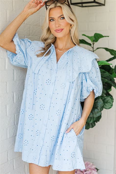 Aureum: Sweet Energy Light Blue Eyelet Dress – Shop the Mint