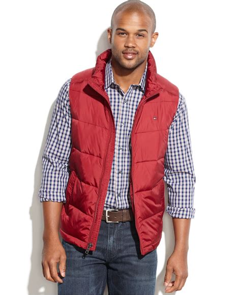 Tommy Hilfiger Big And Tall Performance Puffer Vest in Red for Men - Lyst
