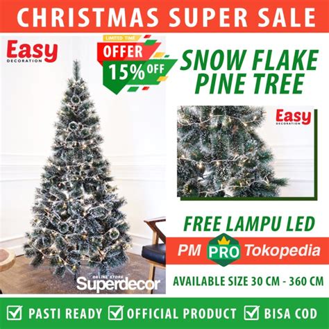 Jual Pohon Natal Berkualitas Tipe SNOW FLAKE PINE TREE ukuran 3FT/ 90 ...