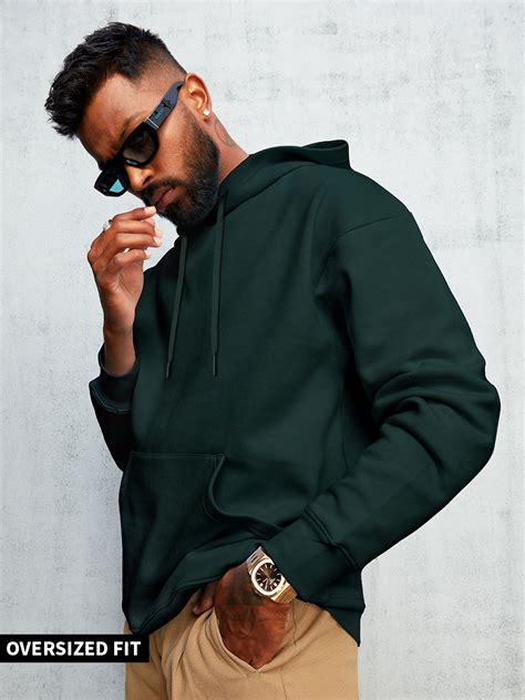 Buy Solids: Emerald Green Men Oversized Hoodies Online