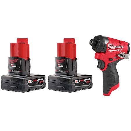 Milwaukee Tool M12 FUEL 1/4" Hex Impact Driver + M12 XC Battery 2-Pack ...