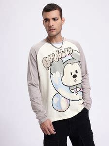 Kook N Keech Disney Printed Men Round Neck Grey, Beige T-Shirt - Buy ...