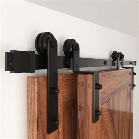WINSOON 9FT Single Track Bypass Sliding Barn Door Hardware Kit for ...