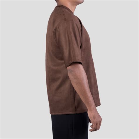 BROWN EMBROIDERED SUEDE T-SHIRT – Hophead