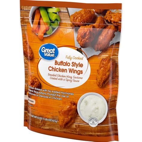 Great Value Fully Cooked Buffalo Style Chicken Wings, Spicy Frozen ...